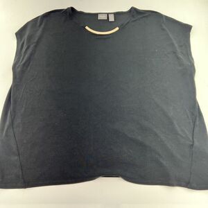 Chicos Travelers Acetate Slinky Black Top Gold Accent Size 3/XL